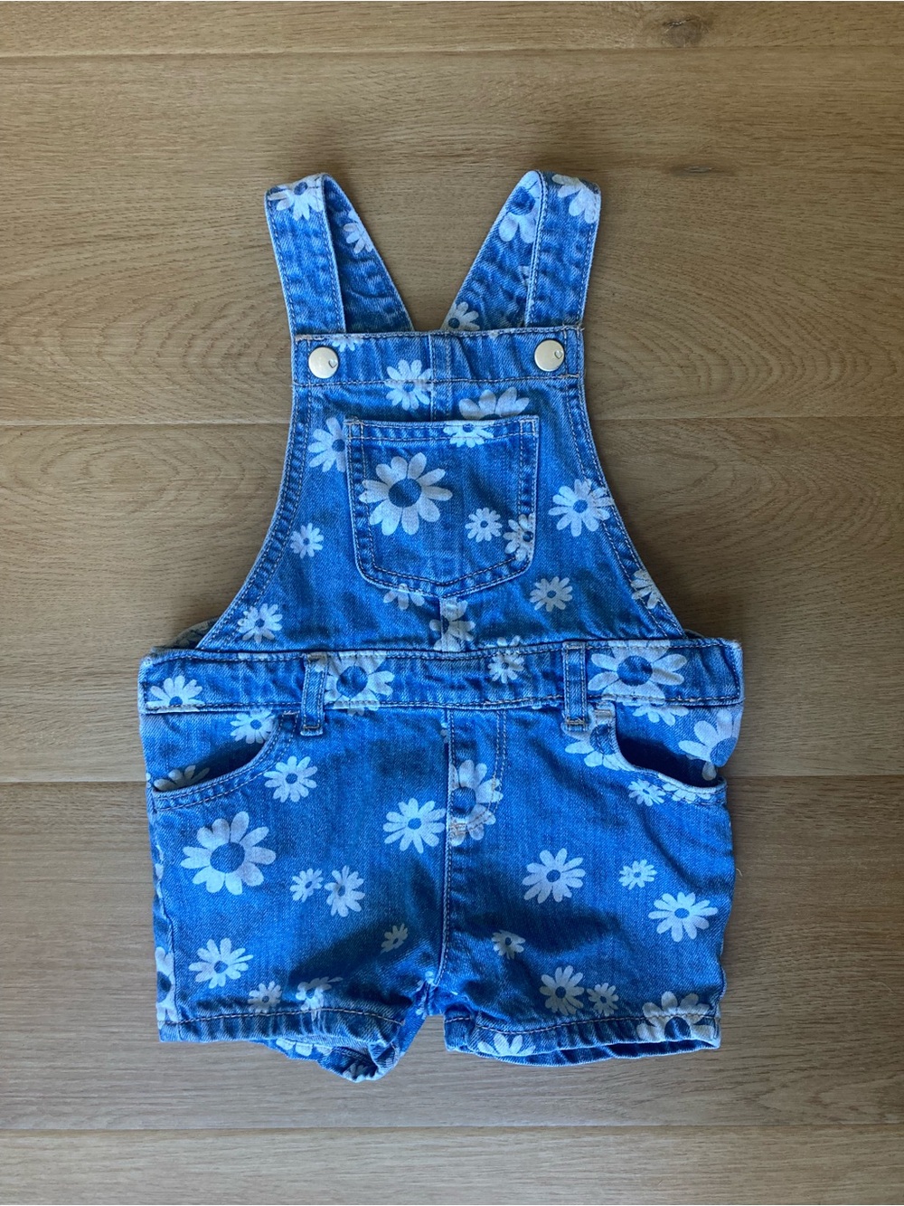 The Children's Place Y2K Blue Daisy Denim Short Overalls